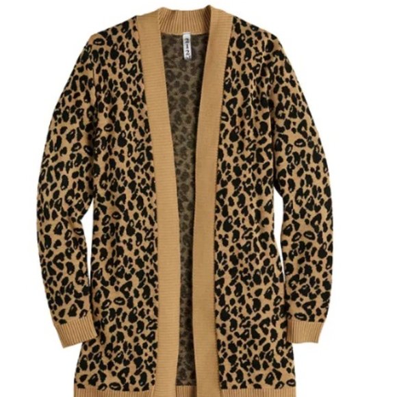LAST ONE Women's Nine West Essential Cardigan Sweater Tan Cheetah Print Sz L La… - Picture 3 of 3